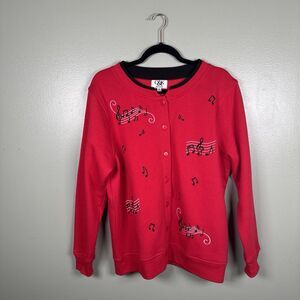 C&K Designs‎ Music Notes Fleece Cardigan Oversized Women’s Medium